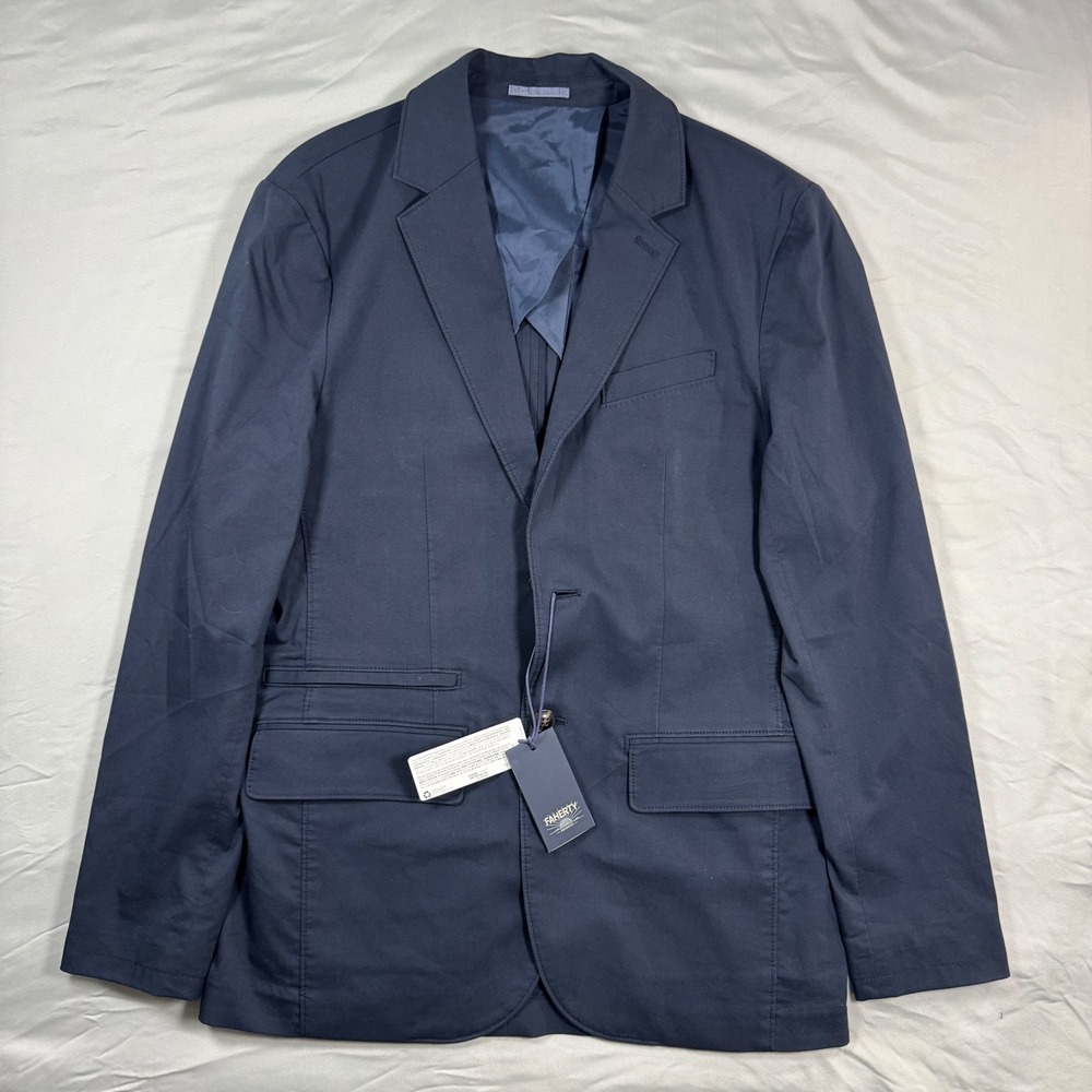 Faherty Reserve Movement Blazer Jacket Mens M Navy Blue Coolmax Bi-Stretch